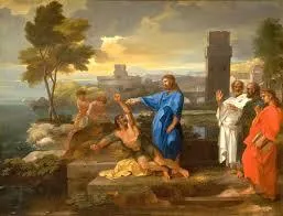 Jesus casting out demon