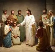 Jesus talking to a group of people