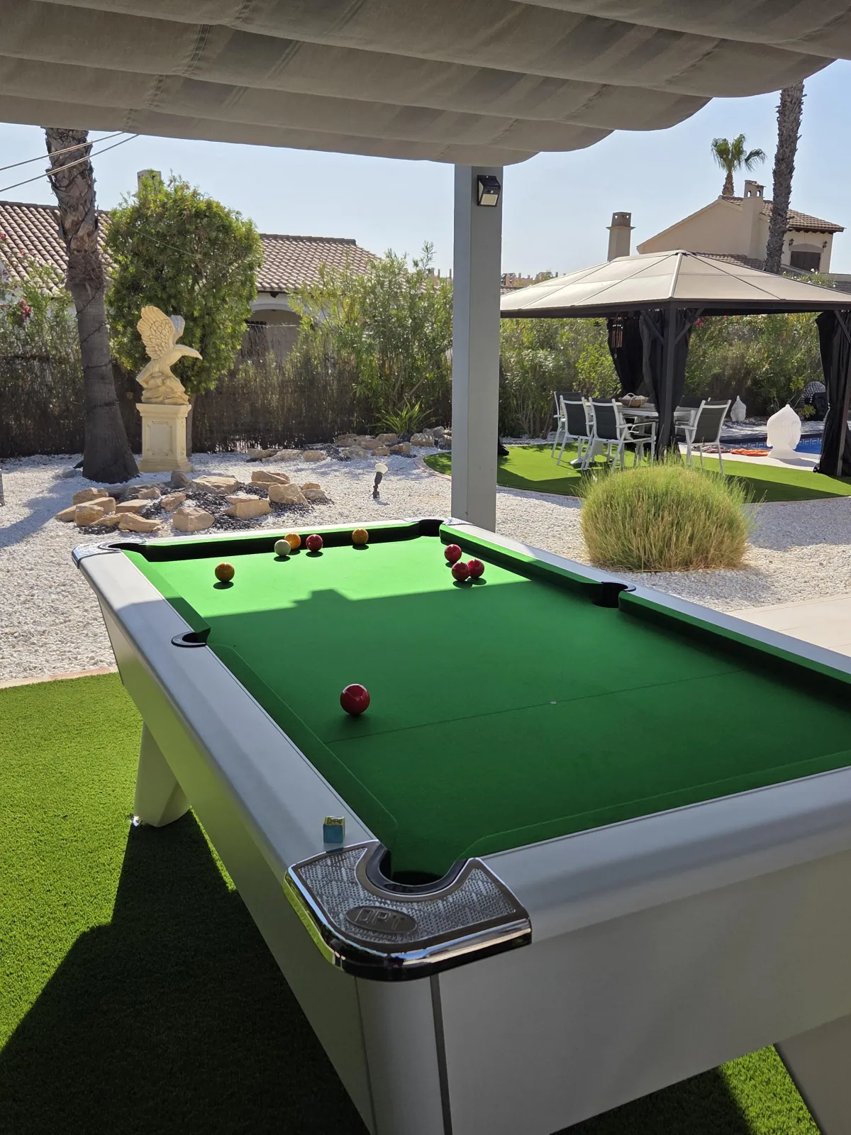 black pool table with blue cloth