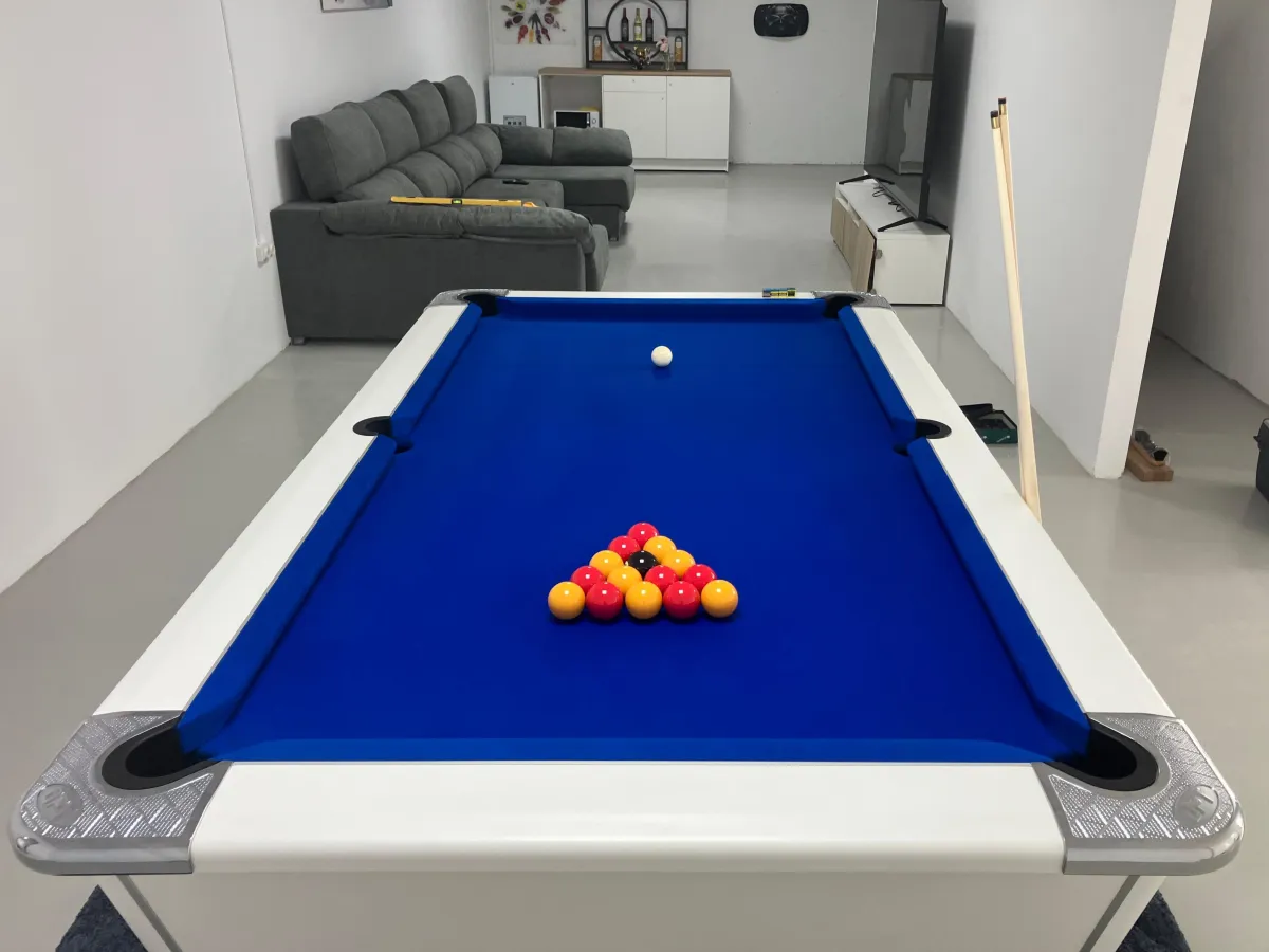 black pool table with green cloth