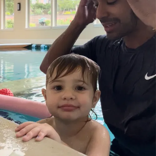 Ally learning how to back float.