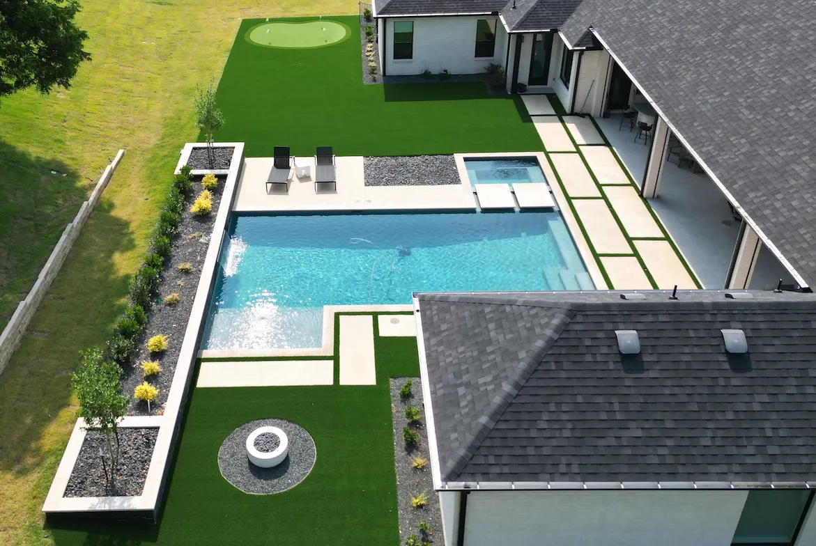 Luxe Blades Artificial Turf around a Pool