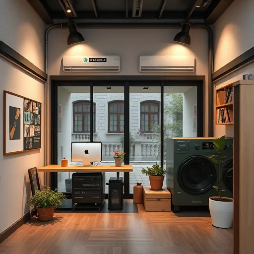 Fotorealisztikus blog borítókép egy modern, high-tech légkondicionáló szerkezetről, részletes fény-árnyék hatásokkal. A légkondi fémfelületei realisztikus kidolgozással, ahol a kompresszor nagyobb hangsúlyt kap, részben megnyúlt vagy törött részein hűtőközeg buborékokkal és enyhén égő piros, sárga figyelmeztető fényekkel jelez problémát. A háttérben egy absztrakt városi vagy ipari környezet látható – poros, kopott háztetők, füstös faburkolatok, szeles növények –, szimbolizálva a környezeti hatásokat. Apró humoros részletek is beépültek, például szivacsot vagy pótkábelt tartó figurák, vagy rejtett rések, amelyekben mucsok és mechanikus egységek figyelnek. A színpaletta hűvös, jeges kék, szürke és ezüst árnyalatokkal, kiemelt sárga és piros figyelmeztetésekkel, hangsúlyozva a technológiai és környezeti kapcsolatot. A kép stílusa fotórealista, a részletek élethűek, a fény és árnyék játék hangsúlyozza az energiatakarékosság és a javítás fontosságát egy professzionális, de barátságos hangnemben.