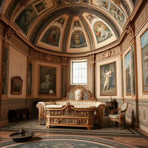 High Renaissance stílusban készült, meleg arany, bronz, tűz és bézs árnyalatokat felhasználó művészi kép egy modern otthoni szobáról. A központban egy részletes, klasszikus stílusú, ókori múzeumi hatású klímaberendezés található, körülötte finoman árnyékos parkettás padló és díszes vaskonolásból álló háttér. A háttérben finom, díszes tapéták látszanak, melyek gazdag részletekkel és textúrákkal vannak ellátva. A klímaberendezés körül lebegő, geometrikus alakzatok és stilizált légmozgás-szimbólumok vannak, aprólékosan kidolgozott szimbólumok és légies vonalak kíséretében, mintha egy ókori festmény textúráját idéznék. A kép hangulatát gyertyafény-szerű, édes arany árnyalatok melegítik, nyugodt tónusokat kölcsönözve. A háttérben lágyan elmosódó épületek és klasszikus oszlopok erősítik a pompás, időtlen hangulatot. Különlegességként apró, stilizált zenélő szélmalmok vagy kézzel rajzolt légáramlat jelek utalnak arra, hogy a zaj forrásai nem csupán technikaiak, hanem a természet és a múlt szimbólumaival is összefonódnak. A műalkotás összhangban van a magas művészeti színvonallal, gazdag, harmonikus színpalettával, mely az arany, bronz, tűz és bézs árnyalatok széles skáláját ötvözi, kifejezve a klasszikus szépséget és a modern témák játékos megközelítését egy időtlen, művészi kompozícióban.