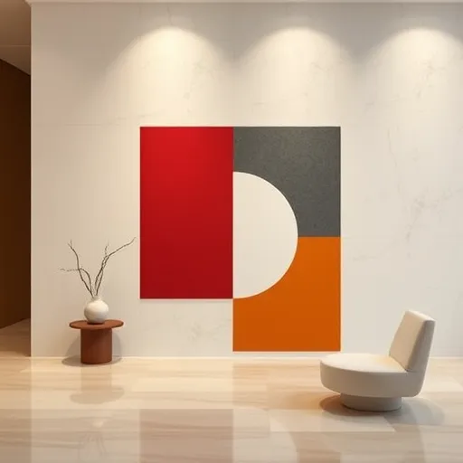 Modern Bauhaus-stílusú borítókép hajdu bojler szereléséhez és termosztát beállításához. A központi fekete-fehér stilizált bojler geometrikus formákkal, minimalista részletekkel. A bojlerhez egy nagy, szimmetrikus, kör alakú termosztát csatlakozik, melyet mély vörös és sötétszürke blokkok hangsúlyoznak a beállítás helyének jelölésére. A háttérben absztrakt geometrikus minták, mint párhuzamos vonalak és háromszögek, földszínű árnyalatokban: tégla-, homok- és sötétkőszínek keverékével. A minimalista kompozíció nyugodt, professzionális hangulatot áraszt, finom geometrikus újraértelmezésekkel, amelyek a szerelés technikai precizitását szimbolizálják. Vintage Bauhaus tipográfiát idéző grafikus elemmel vagy halvány árnyékkal kiegészítve a modern, esztétikus és egyedi vizuális világot hangsúlyozza, amely mély betekintést nyújt a technikába és a formába.