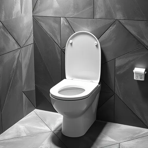 Abstract geometric illustration of a toilet tank flushing mechanism, featuring interconnected tubes, stainless steel surfaces, and precision components rendered in a futuristic technical space. The design emphasizes clean lines and minimalist backgrounds, with stylized elements such as a crossed, geometric water droplet suggesting flowing water with vibrant coloring. The composition uses contrasting blue and silver hues to convey technological sophistication and accuracy. The scene evokes a calm yet dynamic mood, highlighting modernity and innovation through fine textures and spatial depth, symbolizing advanced water usage and maintenance systems in a visually engaging, artful style.