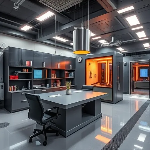 Photorealistic image of a high-tech, futuristic climate technology control center interior. Various modern air conditioning units and filters are elegantly and precisely arranged, emitting a sleek, luminous appearance. The focal point shows an advanced air filter replacement process, featuring a finely detailed mechanism in motion, surrounded by a network of transparent or woven pipes and conduits, suggesting a symbiotic relationship between infrastructure and technology. The scene exudes a calm, professional atmosphere emphasizing cleanliness and precision, with soft blue and white hues dominating the background to evoke cleanliness and efficiency. Subtle overhead and side lighting highlights the elegant surfaces, casting gentle reflections. A modern digital display or gauge indicates the system's current status, symbolizing the connection between technology and human control. In the background, faint geometric patterns or airy vibrations add a sense of dynamism. The entire scene is rendered in a photorealistic style with sharp details and vibrant colors, emphasizing technological clarity and precision.