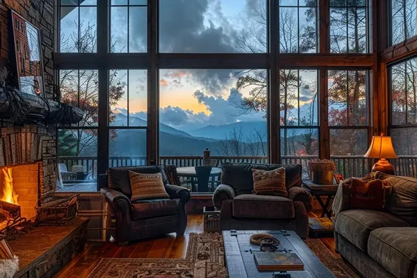 A very welcoming scene of a mountain cabin in blue ridge georgia