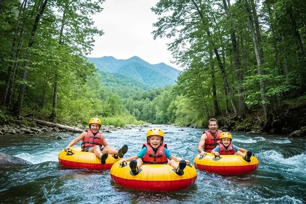 Family doing water sports activity