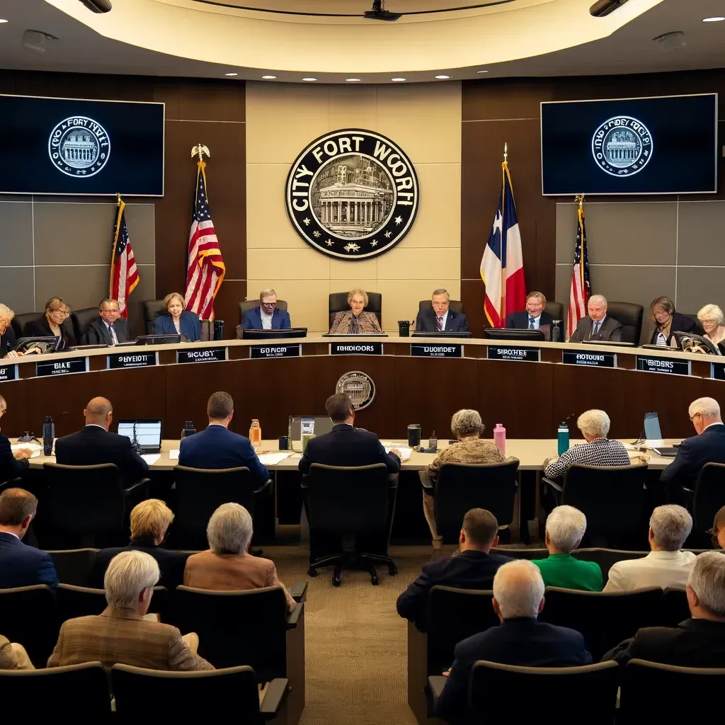 Fort Worth City Council members at a meeting approving the tax exemption increase.