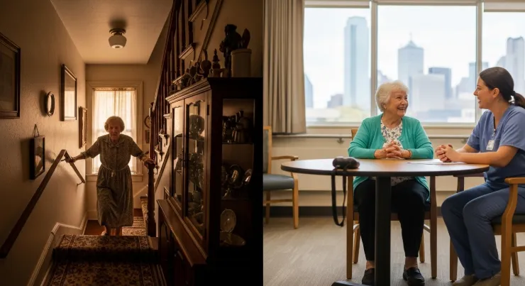 Comparison of unsafe home living versus supportive assisted living environment for seniors in DFW area