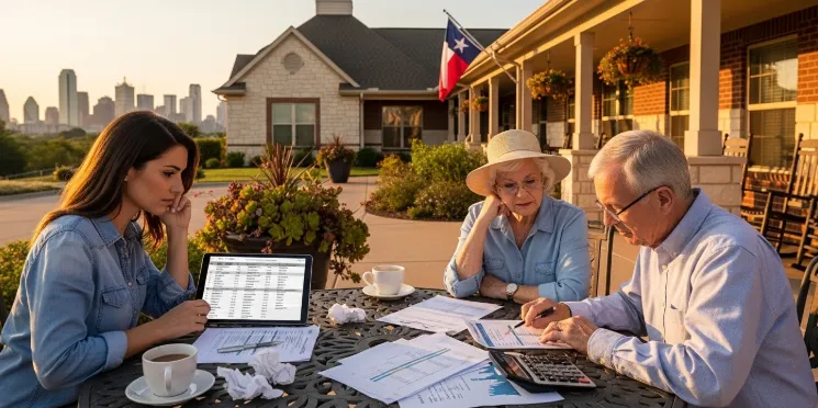 Family reviewing the costs of Dallas-Fort Worth assisted living options together