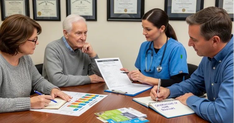 Family and professional conducting memory care assessment process