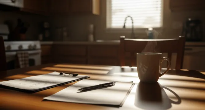 Legal documents and coffee on a kitchen table representing Texas Medicaid estate recovery planning for families