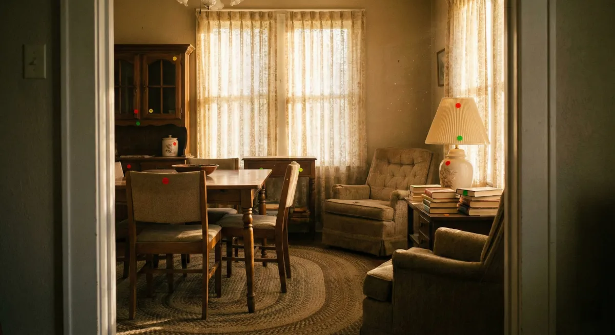 Household items with estate sale price tags in a family home preparing for an estate sale in Dallas-Fort Worth