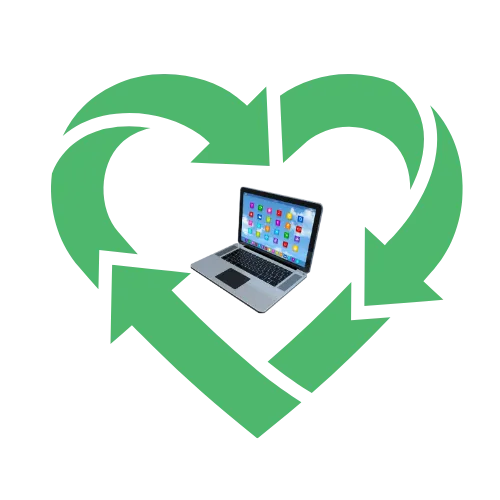 recycling heart with laptop