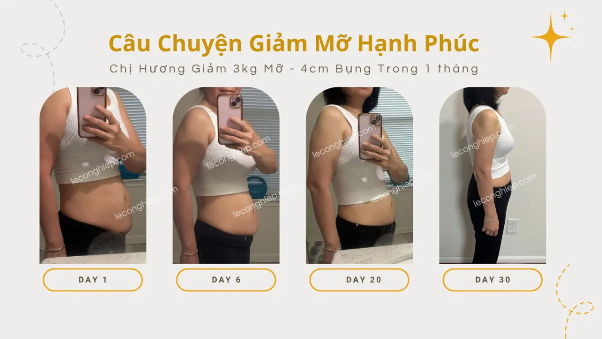 Case Study giảm 3kg trong 1 tháng của Chị Hương - Giảm Mỡ Hạnh Phúc