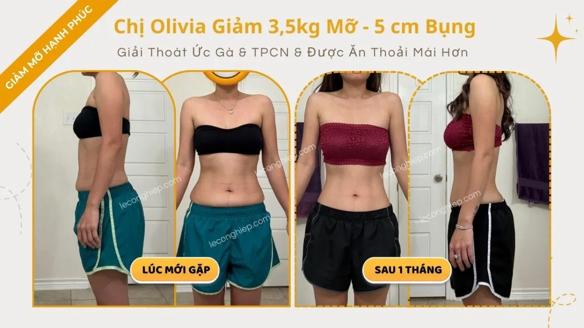 Câu chuyện giảm mỡ hạnh phúc của chị Olive giảm 4kg trong 1 tháng
