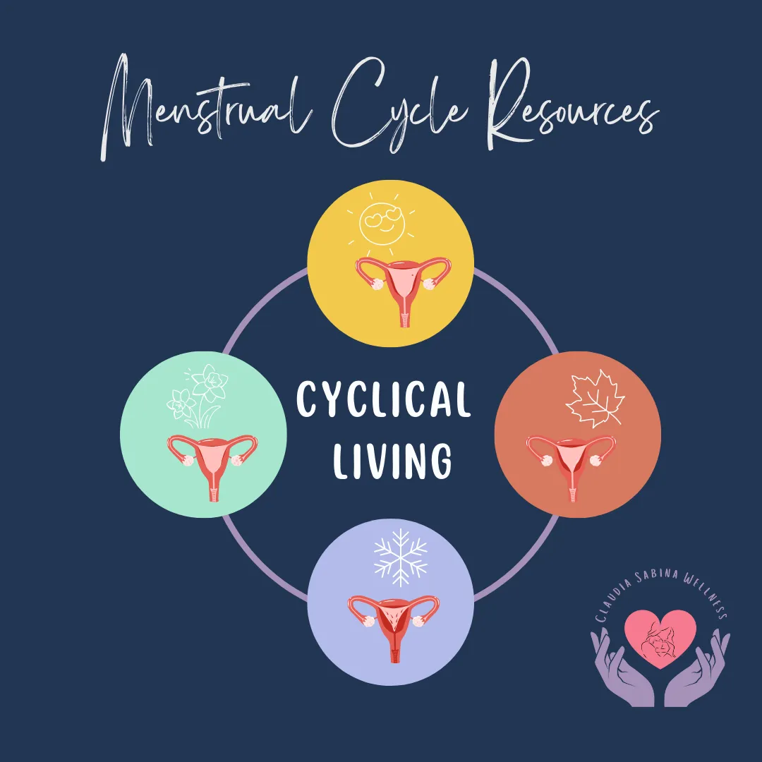 Image of menstrual cycle in a circle and the title menstrual cycle resources