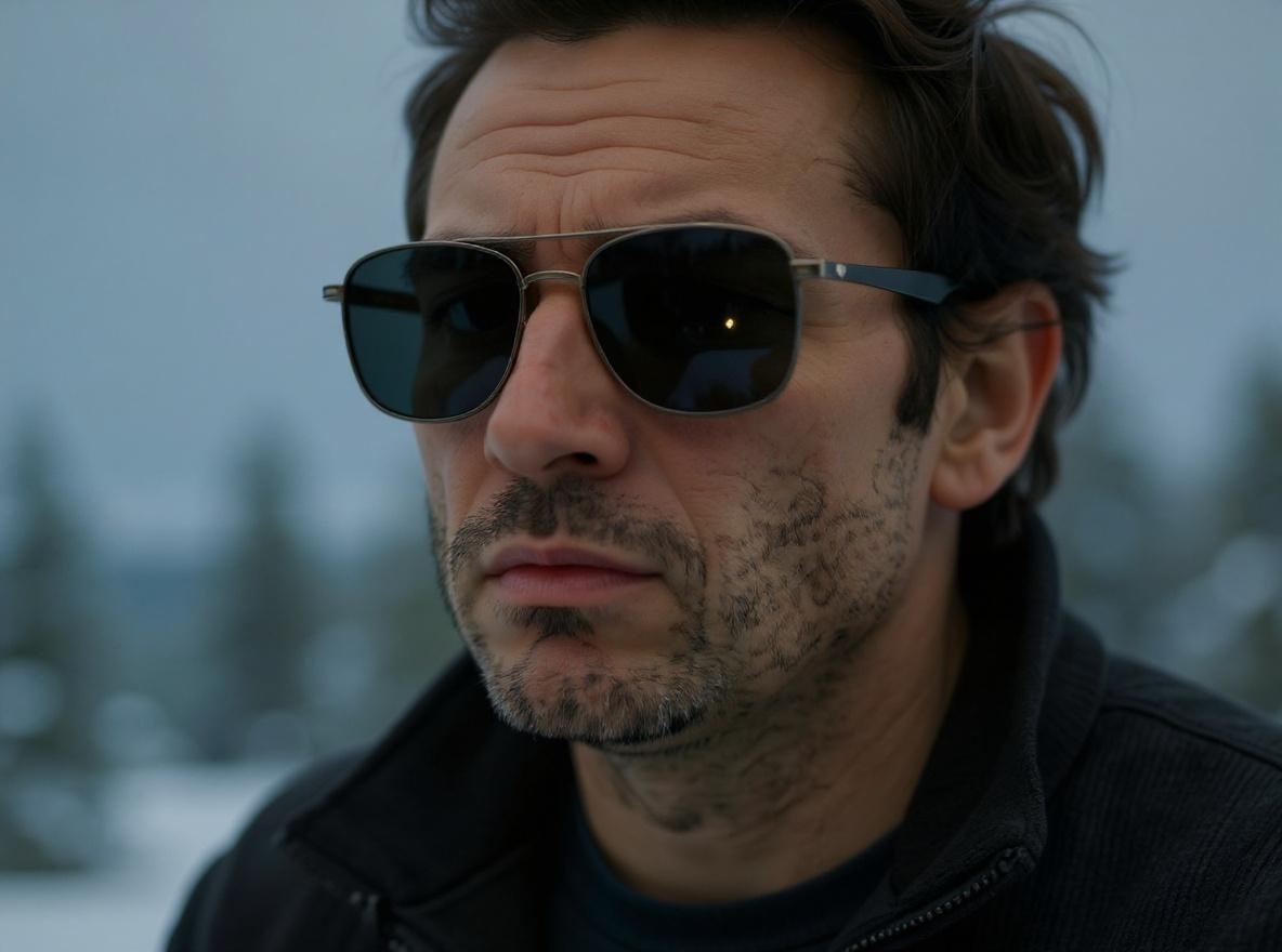 Man wearing UV protective sunglasses for winter eye care in Thousand Oaks, California