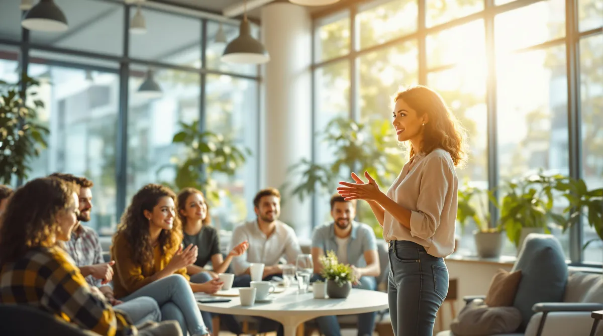 A woman doing public speaking