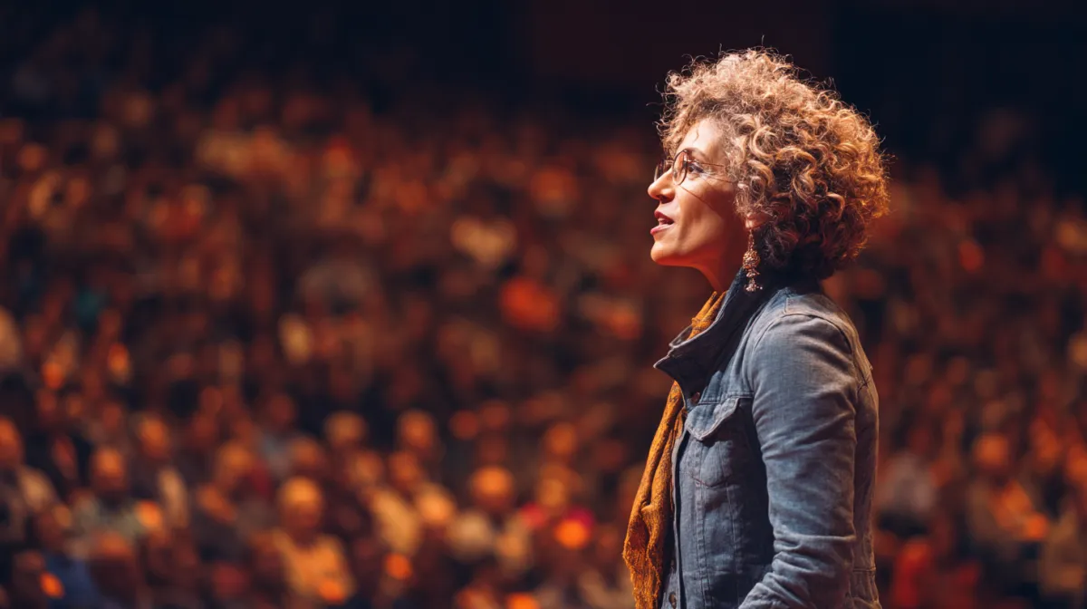 Woman speaking at a conference