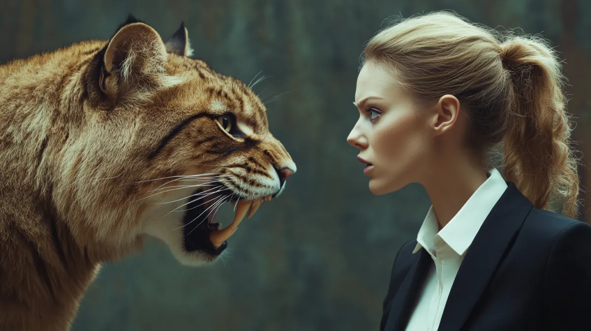 Woman and Sabre Toothed Cat