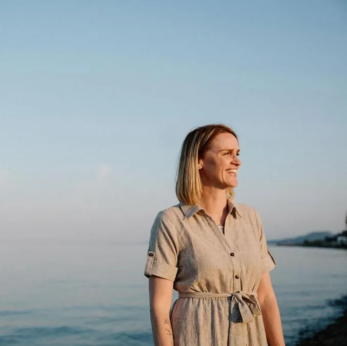 Amy Lobb at Island View Beach during the summer sunset