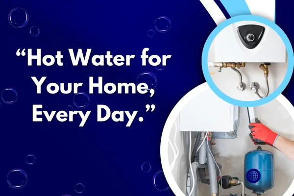 Family home with a new water heater installed in the utility room.