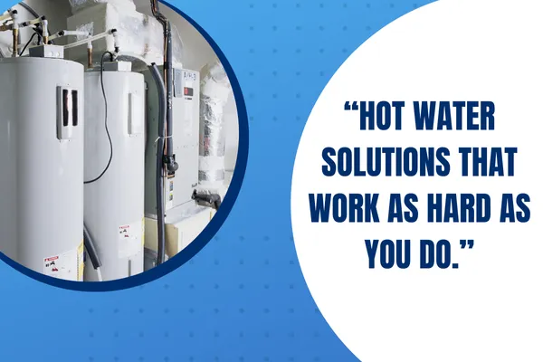 Large commercial water heater system installed in a business facility.