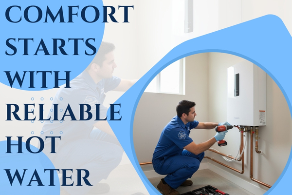 Professional technician installing a modern home water heater.