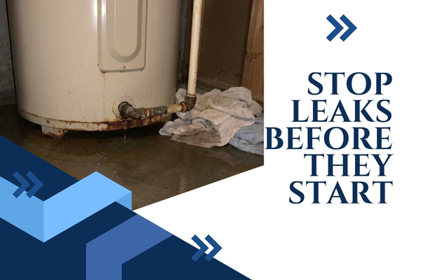 Water pooling at the base of a leaking water heater.