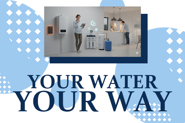 Homeowner comparing different water treatment units.