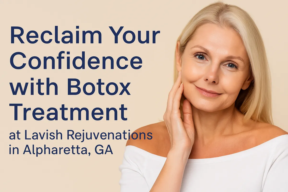 Confident middle-aged woman after Botox treatment at Lavish Rejuvenations Medspa in Alpharetta, GA – non-invasive anti-aging solution for smooth, youthful skin.
