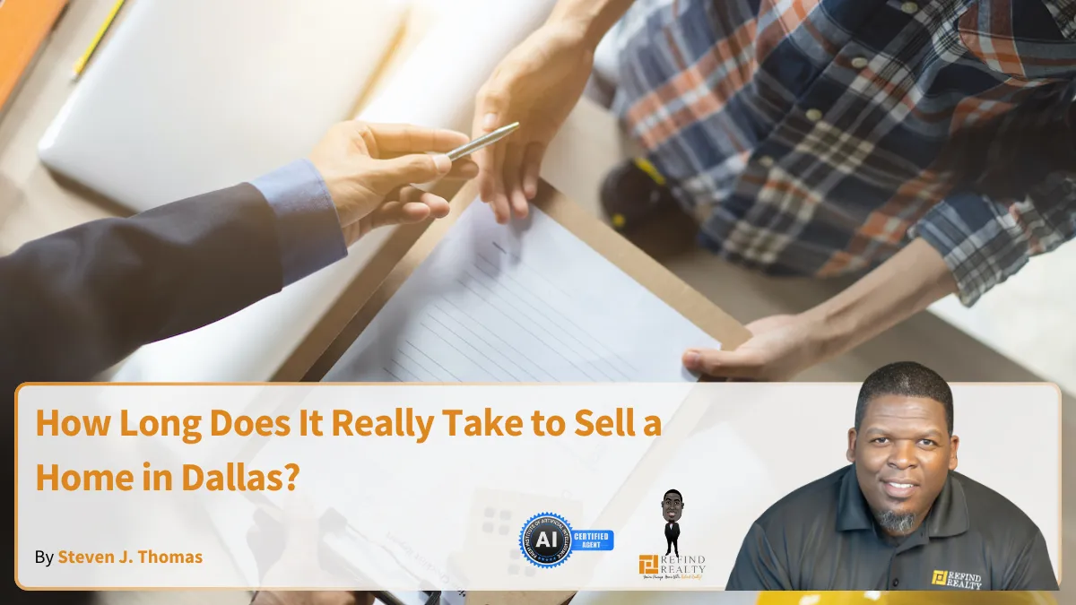 Realtor in Dallas reviewing home sale timeline with homeowners at kitchen table
