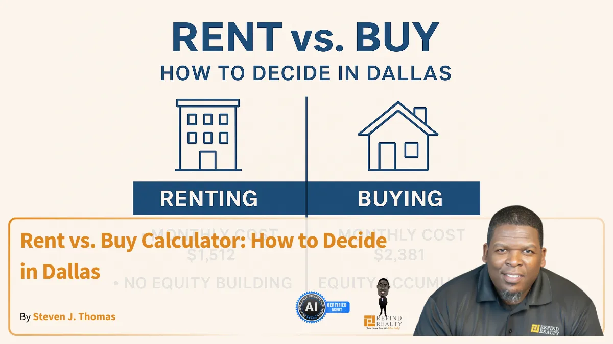 A side-by-side comparison chart of renting versus buying costs in Dallas.