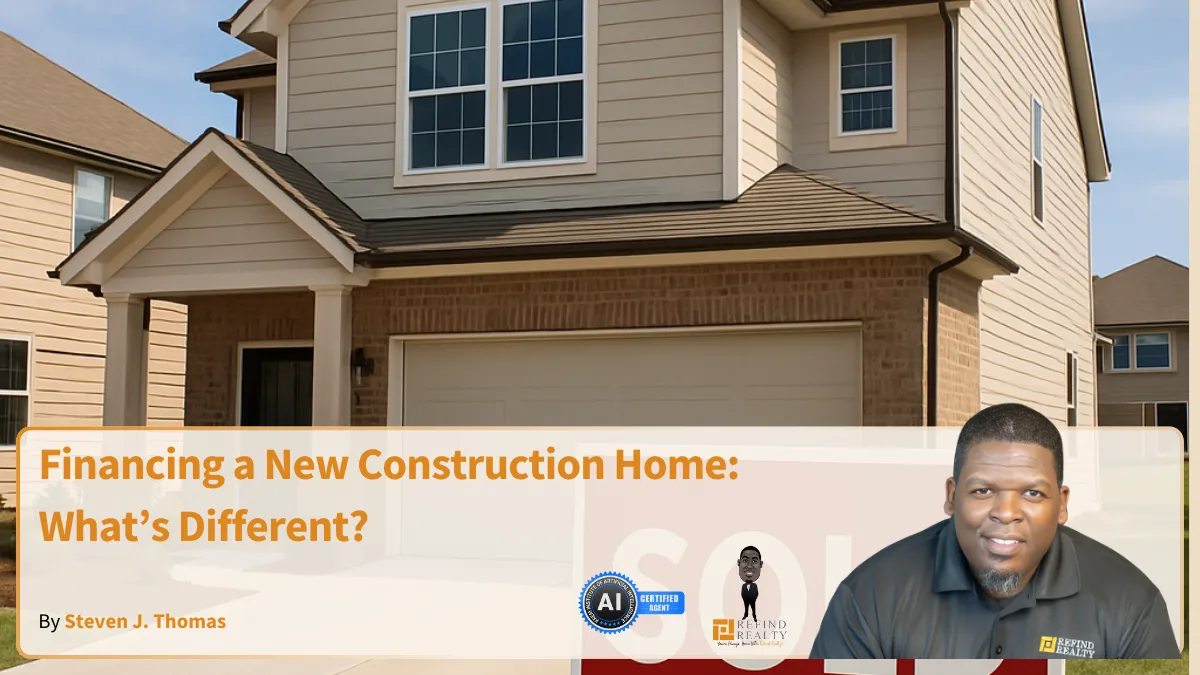 A newly built two-story home in a Dallas neighborhood with clean landscaping and a ‘Sold’ sign, symbolizing new construction homeownership