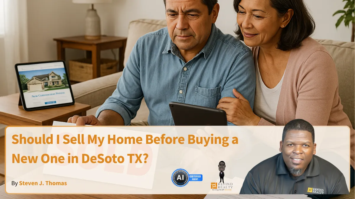DeSoto TX couple reviewing home offers while browsing listings for a new build on a tablet