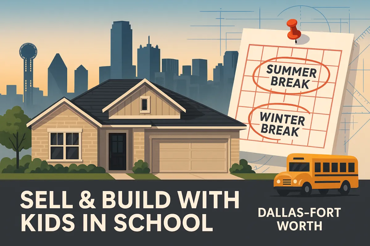 Family moving in DFW while kids stay in school, sell then build plan