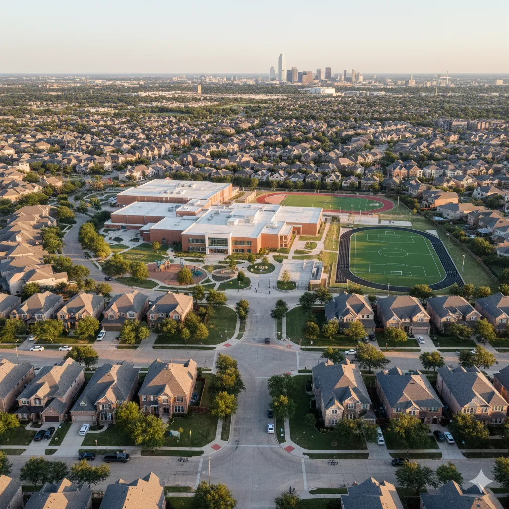Map of Dallas–Fort Worth highlighting school districts that boost home values in 2025
