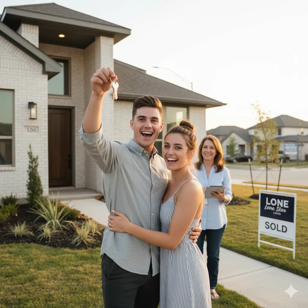 Millennial couple searching for Dallas–Fort Worth homes on a digital device in 2025