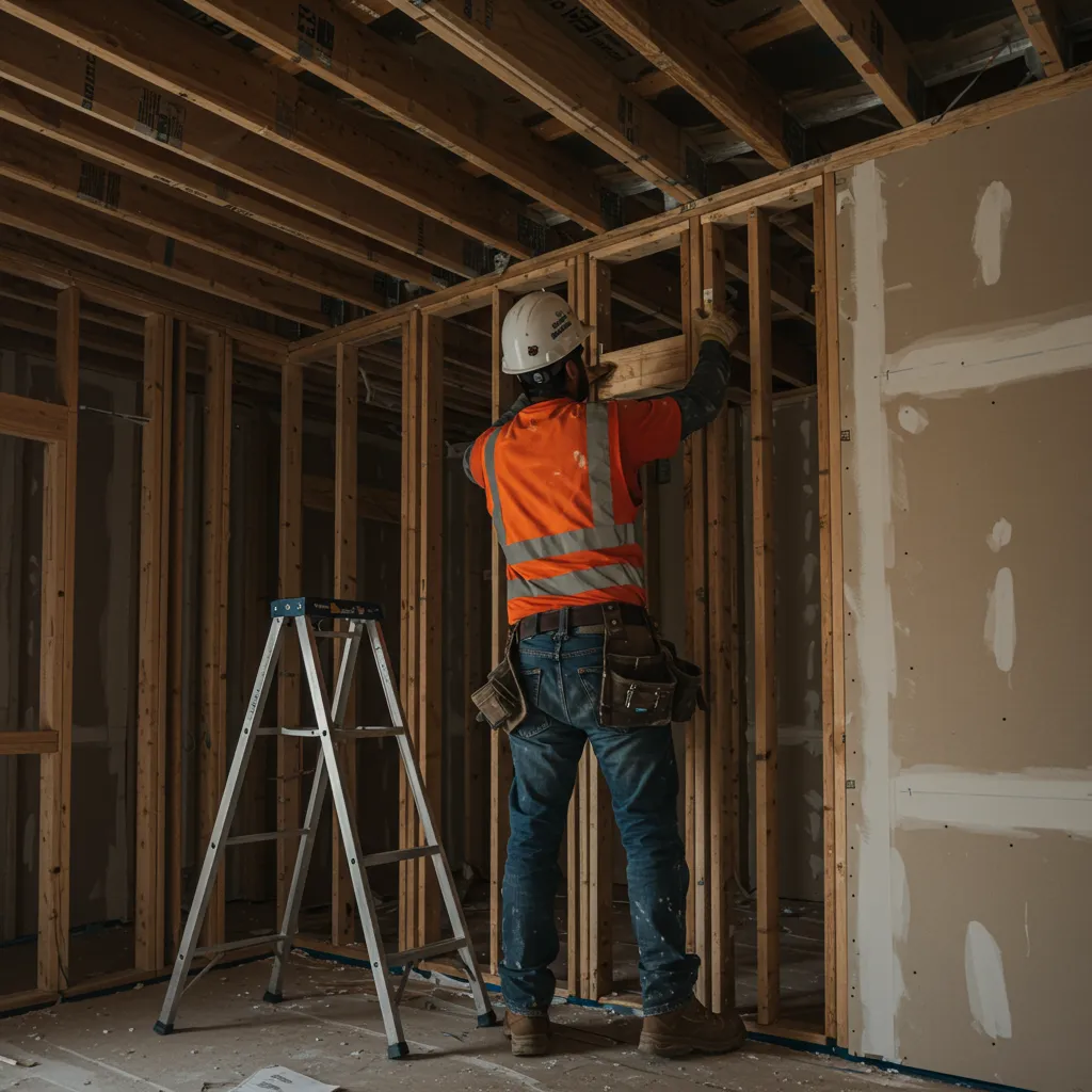 A construction worker hanging drywall in a new North Texas home, signaling the final stretch of the building process.