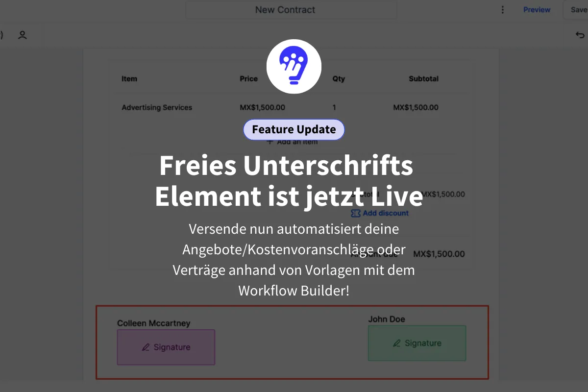 Unterschriften Element in Verträgen