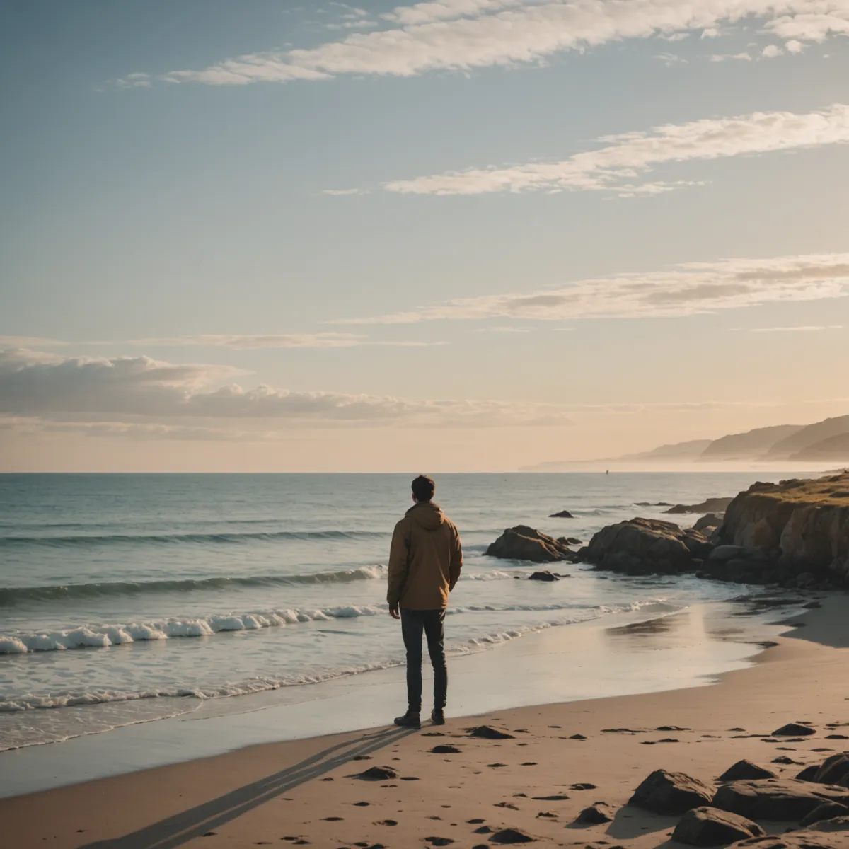 Photo: GenAI-image-a-meditative-man-on-the-beach