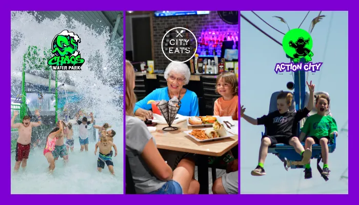 Your Go-To Family Entertainment Center, Metropolis Resort, Action City, Chaos Water Park, City Eats