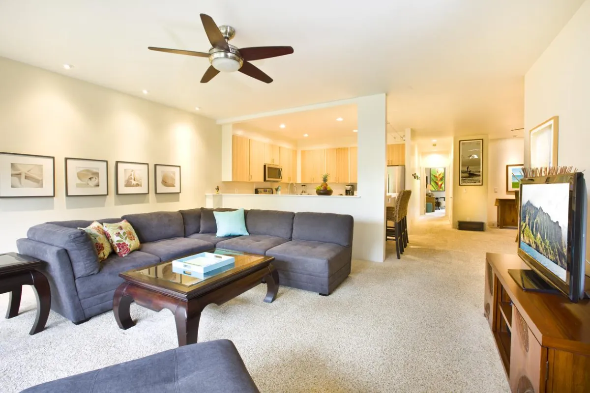 Elegant patterned carpet in a formal sitting room.
