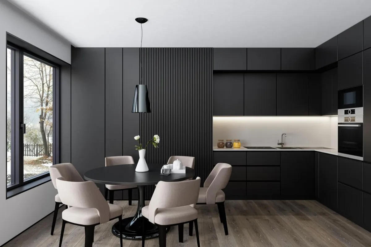 Durable laminate flooring in a high-traffic hallway.