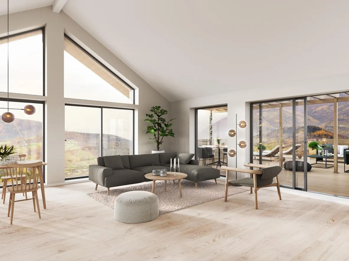 Vinyl plank flooring in a stylish home office.