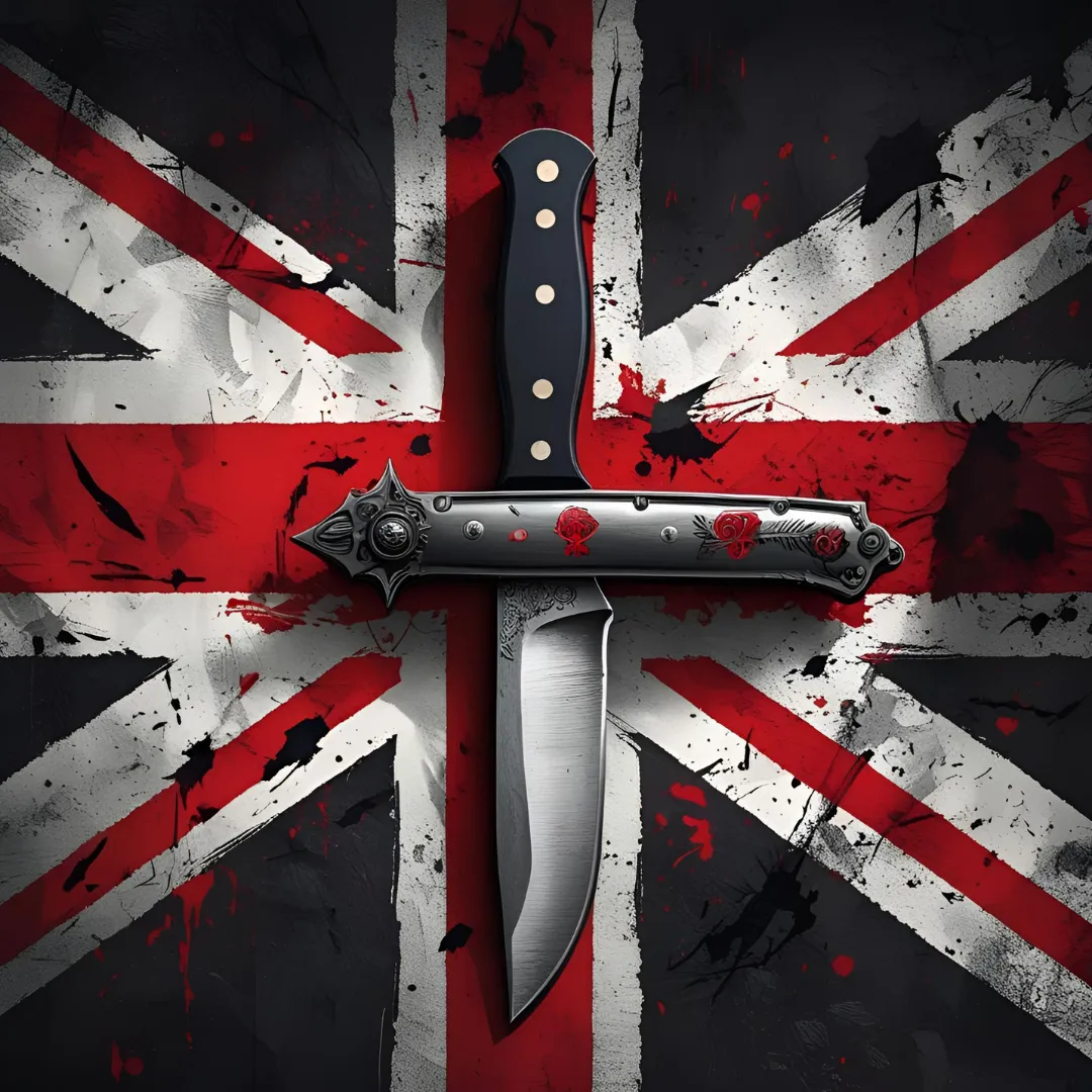 UK flag with knife