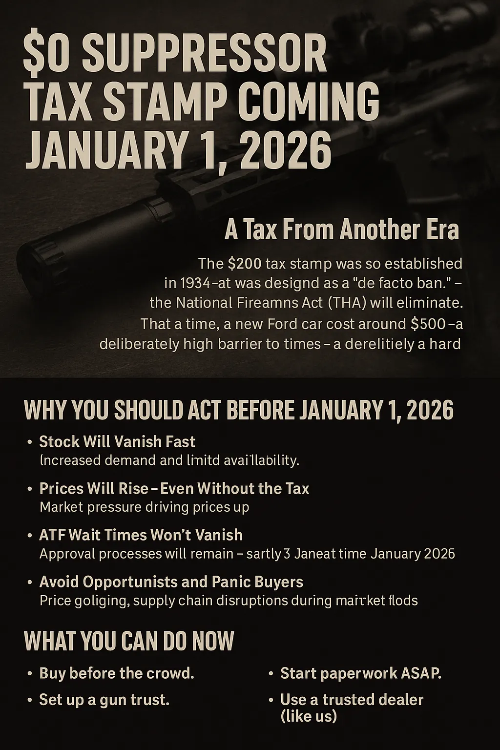 Key Change: $0 Suppressor Tax Stamp Coming January 1, 2026